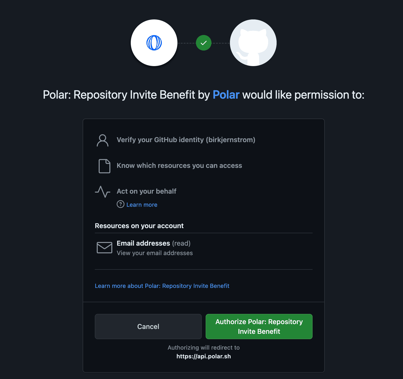 GitHub Permission Grant